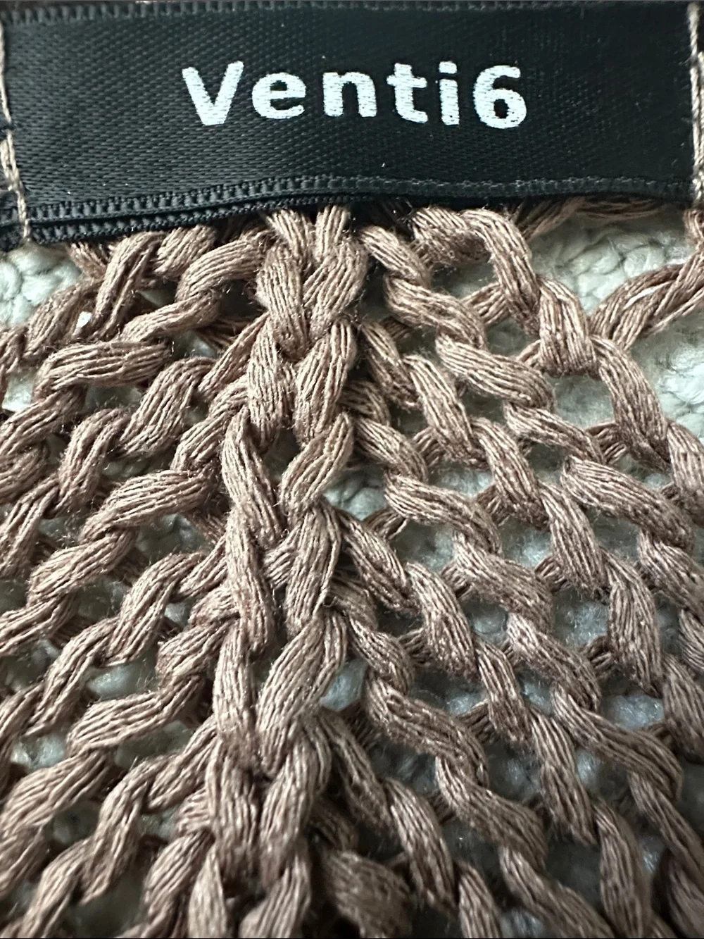 Fringed Open-Knit Poncho Shrug in Taupe